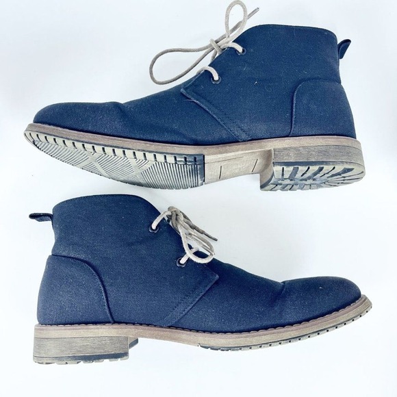 2/$30 Perry Ellis Tim II Shoes Men 10.5 Charcoal Black Canvas Boots LUG SOLE - Picture 6 of 7